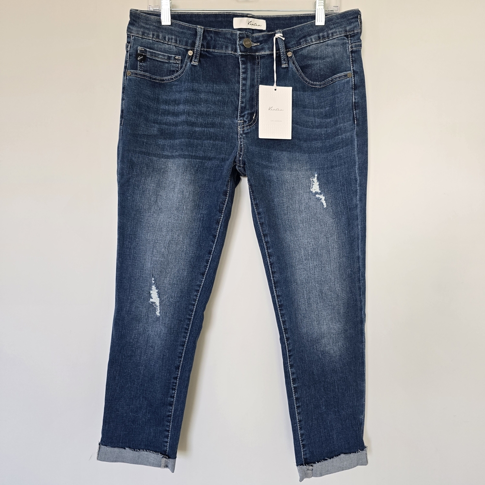 KanCan Skinny Crop Jeans 30 Medium Wash Cuffed Raw Hem NWT
